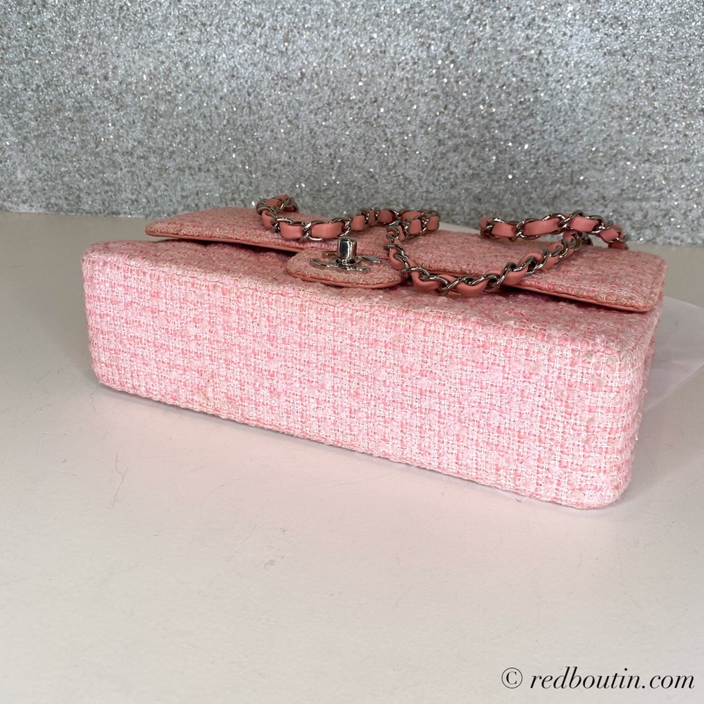❤️Sold Chanel Classic Pink Tweed Double Flap Bag s - Picture 7 of 8